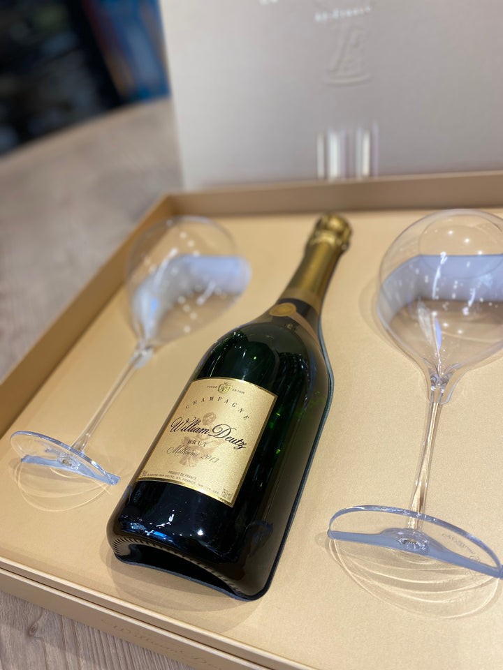 Coffret William Deutz: une bouteille de William Deutz 2013 75 cl et deux flûtes synergie