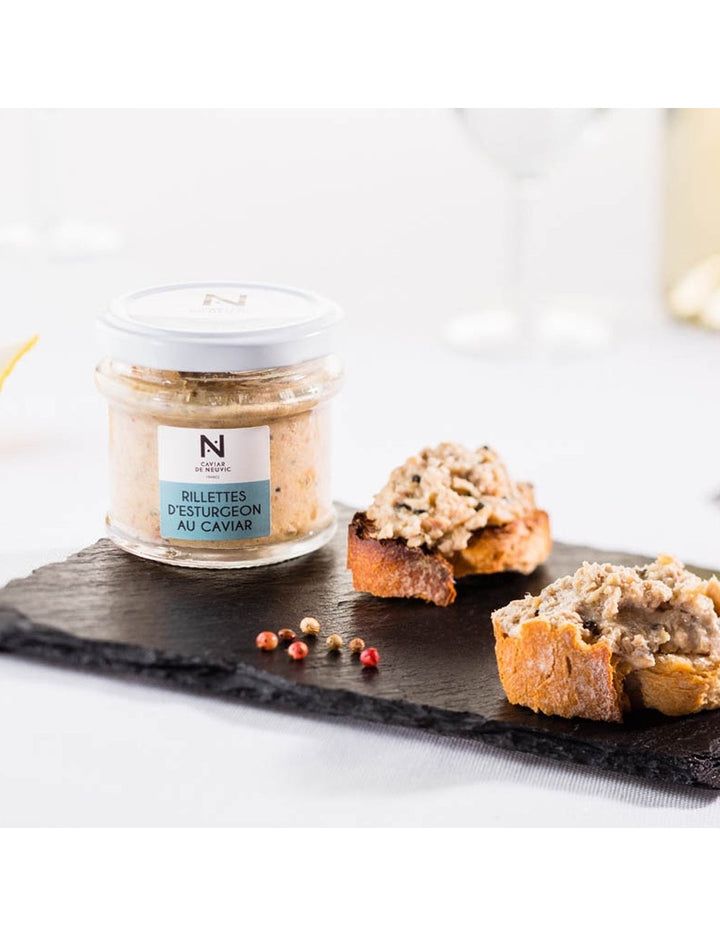 Rillettes d'esturgeon au caviar et baies roses, 90 gr