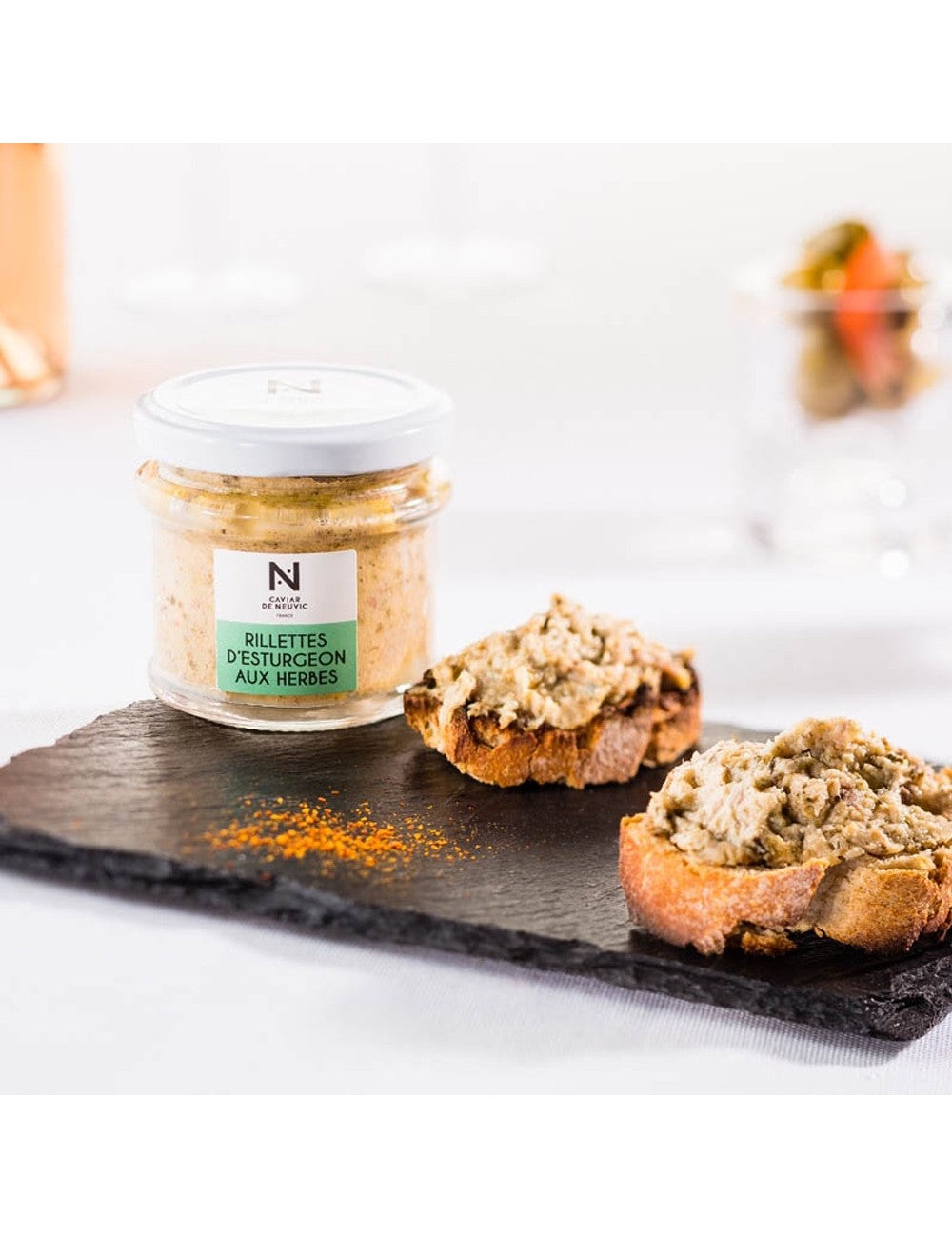 Rillettes d'esturgeon aux herbes, 90 gr